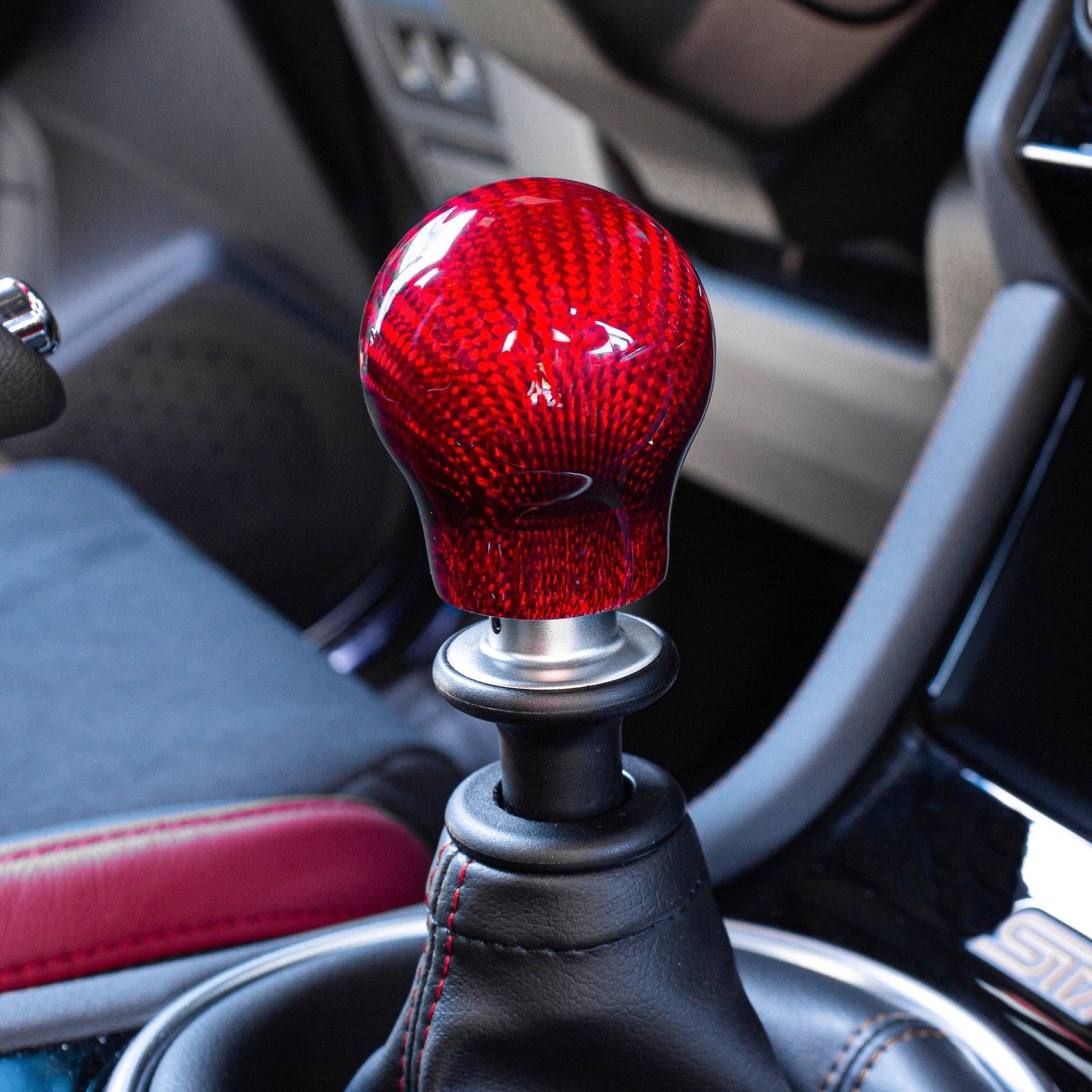 V1 Red Carbon Fiber Shift Knob - SubieFlow